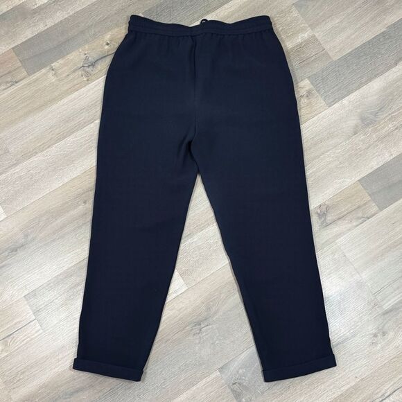 J. Crew Elastic Waist Cuffed Drapey Crop Pants Navy Blue 4 Pull On - Picture 2 of 12
